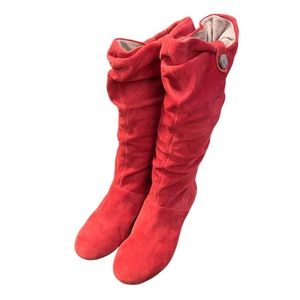 UGG Highkoo Slouchy Red Suede Boots